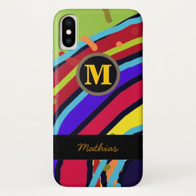 Colorful monogram abstract cool Case-Mate iPhone case (Back)