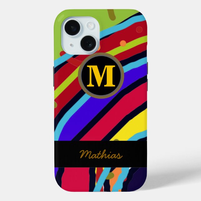 Colorful monogram abstract cool Case-Mate iPhone case (Back)