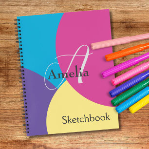 Colorful Monogram Name Sketchbook Notebook