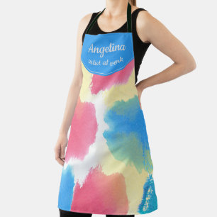 Colorful Monogrammed Artist Adult Paint Party Apron