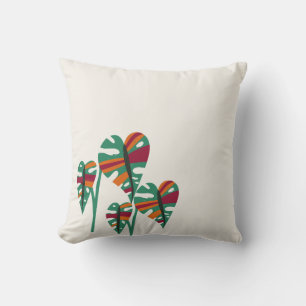 Colorful Monstera Leaves Tropical Throw Pillow M