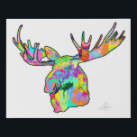 Colorful Moose Pop Art Painting Faux Canvas Print<br><div class="desc">Hand-painted original colorful modern moose pop art by AN_Art_Gallery. This moose is no ordinary moose, it is a popping color moose! If you would like, you could customize this fun and unique moose design with your own text by choosing from various text fonts colors to fit your preferences. Please enjoy!...</div>