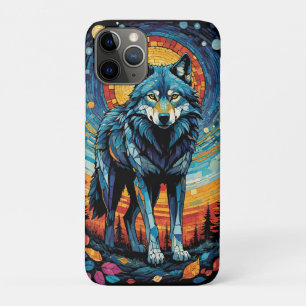 Colorful Mosaic Illustration of Majestic Wolf iPhone 11 Pro Case