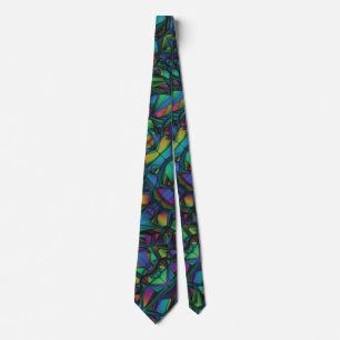 Colorful Mosaic Stained Glass Look Tie