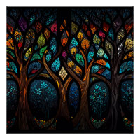 Colorful Mosaic Stained Glass Tree effect design