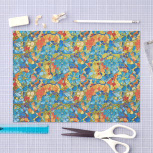 Colorful Mosaic Stained Glass with Faux Gold Leaf  Tissue Paper