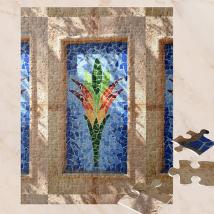 Colorful Mosaic Tile Lily Jigsaw Puzzle