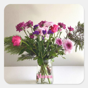 Colorful Mother’s Day Mama Bouquet+ Custom Option Square Sticker