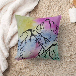 Colorful mountain art cushion