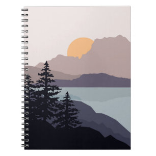 Colorful Mountain lake sunrise landscape Notebook
