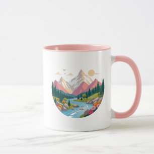 Colorful mountain landscape and sunset. mug