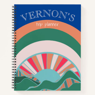 Colorful Mountain Sun Custom Trip Planner Notebook