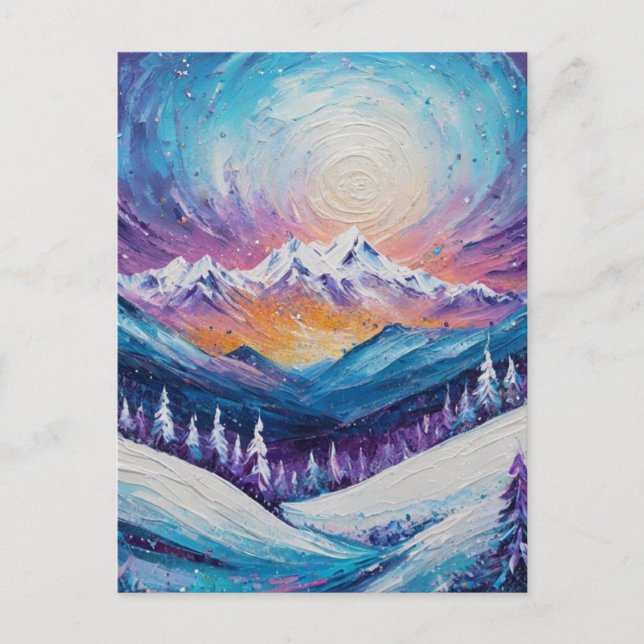 Colorful Mountains and Pine Trees Postcard (Front)