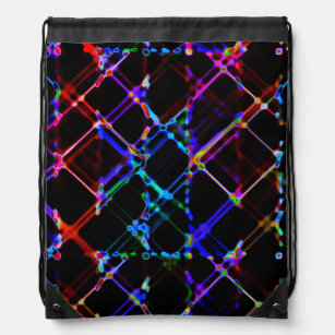 Colorful Multicolored Neon Lines Drawstring Bag