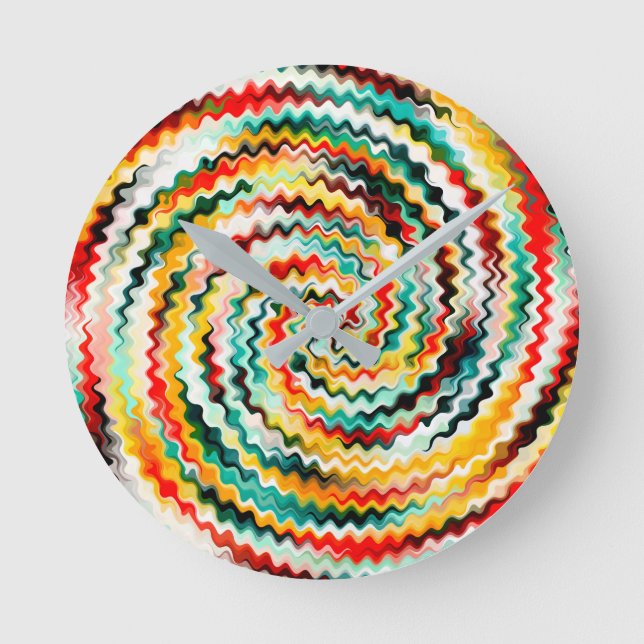 Colorful Multicolored Pattern Round Clock (Front)