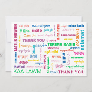 Colorful Multilingual Typography Flat Thank You Ca Card