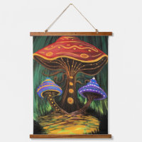 Colorful Mushroom Art Whimsical Cottagecore Forest