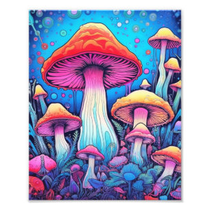 Colorful Mushroom Fungi   Hard Challenging Photo Print