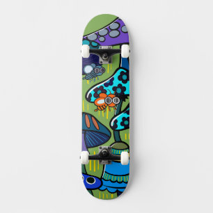 Colorful Mushroom Illustration Skateboard