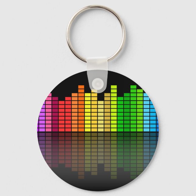 Colorful Music Equalizer w/Reflection, Cool Techno Key Ring (Front)