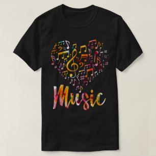 Colorful Music Notes Heart Design T-Shirt