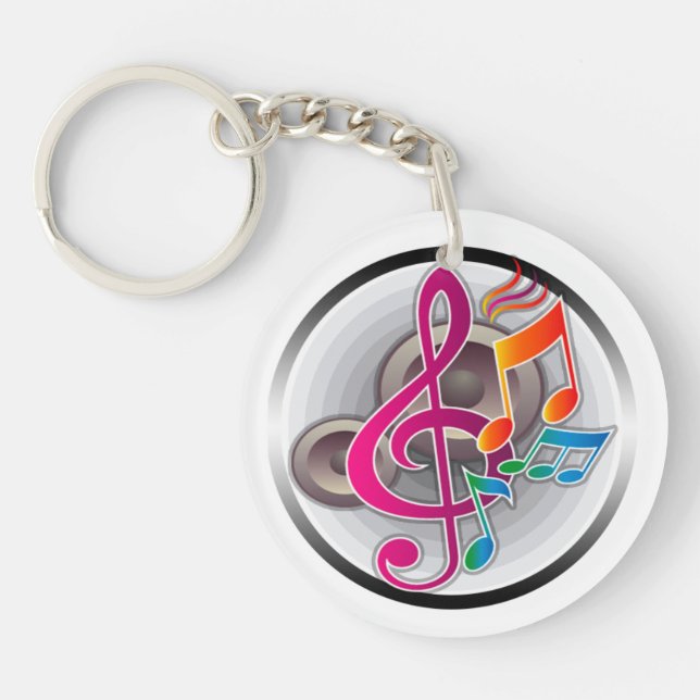 Colorful Music Notes Key Ring (Front)