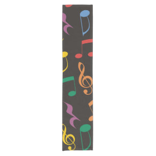 Colorful Music Notes Short Table Runner