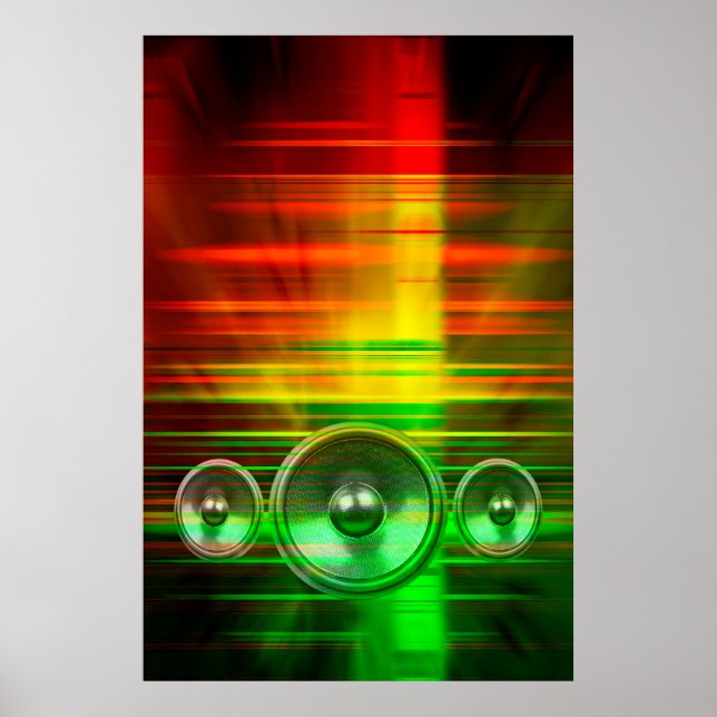 Colorful music speakers poster (Front)