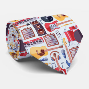 Colorful musical instruments pattern  tie