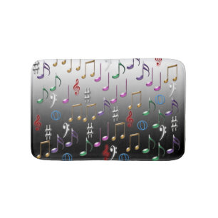 Colorful musical notes bath mat