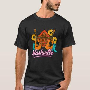 Colorful Nashville City Landmark Music Graphic T-Shirt