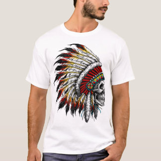 Colorful Native American Chief Skull Active T-Shir T-Shirt