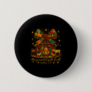 Colorful Nativity – Greatest Gift Matthew 1_21 6 Cm Round Badge