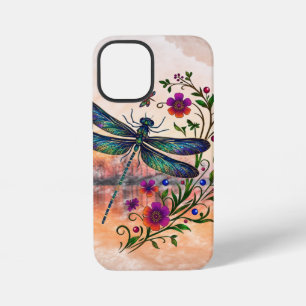 Colorful Nature Vibrant Dragonfly Floral Art  iPhone 12 Mini Case