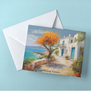 Colorful Naxos Greece Oil Paint Postcard
