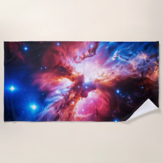 Colorful Nebula Galaxy Space Stars Cosmic Universe Beach Towel