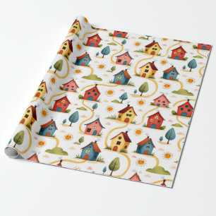 Colorful Neighborhood Realtor Wrapping Paper