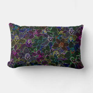 Colorful Neon Coloured Orchids, Lumbar Cushion