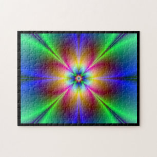 Colorful Neon Daisy Jigsaw Puzzle