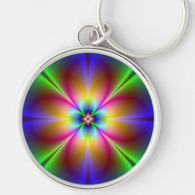 Colorful Neon Daisy  Key Ring (Front)