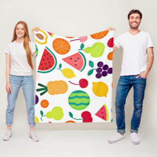 Colorful Neon Fruit Fiesta Fleece Blanket