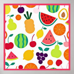 Colorful Neon Fruit Fiesta Poster