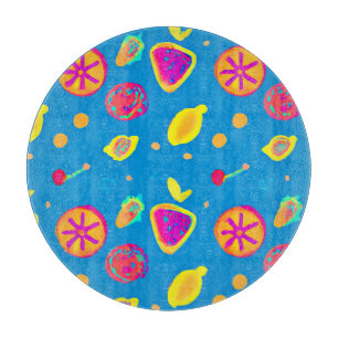 Colorful Neon Fruits Pattern Symphony Cutting Board