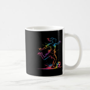 Colorful Neon Girl Soccer Art Splash Sport Design Coffee Mug