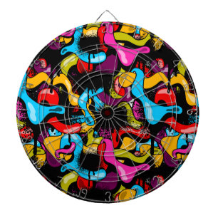 Colorful Neon Graffiti Hip Hop Street Art Dartboard