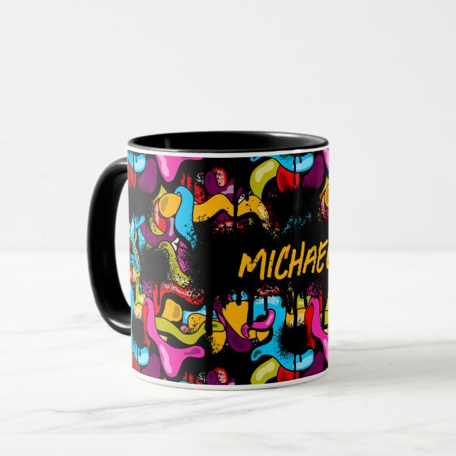 Colorful Neon Graffiti Hip Hop Street Art Mug (Front Left)