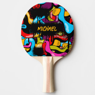 Colorful Neon Graffiti Hip Hop Street Art Ping Pong Paddle