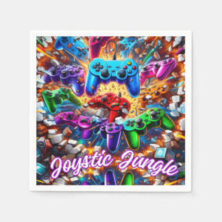 Colorful Neon Joysticks Pattern Napkin