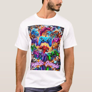 Colorful Neon Joysticks Pattern T-Shirt