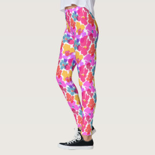 Colorful Neon Modern Flower Pattern Leggings